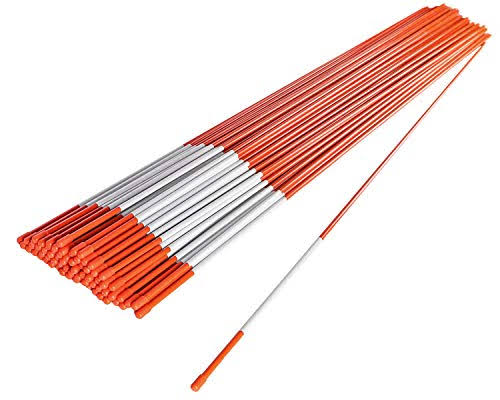 72 Driveway Markers, Snow Stakes, Plow Stakes- Includes 12 Install Bit - Orange Reflective Fiberglass 6 (20)
