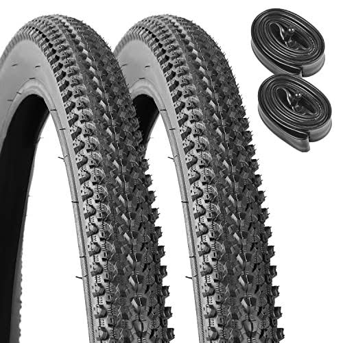 YunSCM 2 Pack 26 Mountain Bike Tires 26 x 2.125 57-559 Plus 2 Pack 26 Bike Tubes 26x1.75/2.125 AV33mm Valve Compatible with 26 x 2.125 Bike Tires A