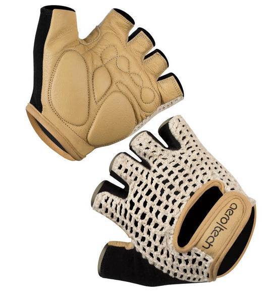 Aero Tech Designs Aero Tech Cycling Gloves - Extra Thick Gel Padding Leather/Cotton, Adult Unisex, Size: One size, Beige